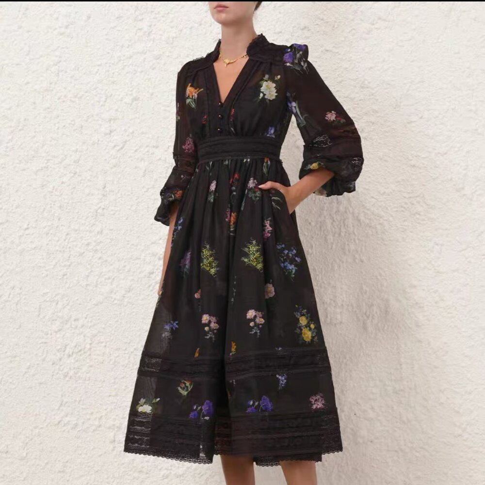 Zimmermann Black Floral Dress – Size 1